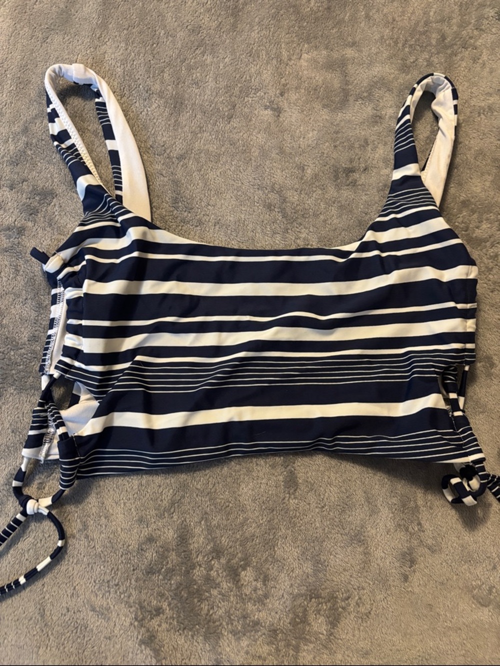 aerie Navy and White Striped Bikini Top
